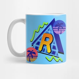 initial Letter R - 80s Synth Mug